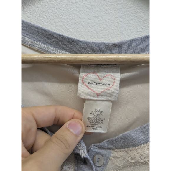 Self‎ Esteem lace Henley top size Large feminine y2k - Picture 6 of 9